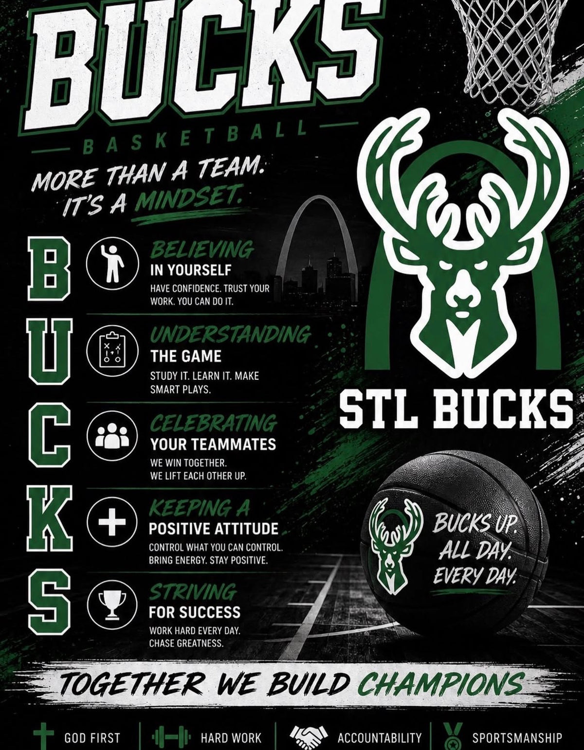 Support STL BUCKS Together We Build Champions